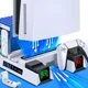 DinoFire PS5 Cooling Stand with 3 Levels Adjustable Fans Speed,Dual Controllers Charger& Headset Holder for Disc & Digital Editions-White