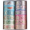 12/24 Rolls Adhesive Tape Reusable Flower Washi Tape Set Artwork Decorative Tape DIY Diamond Art Accessories