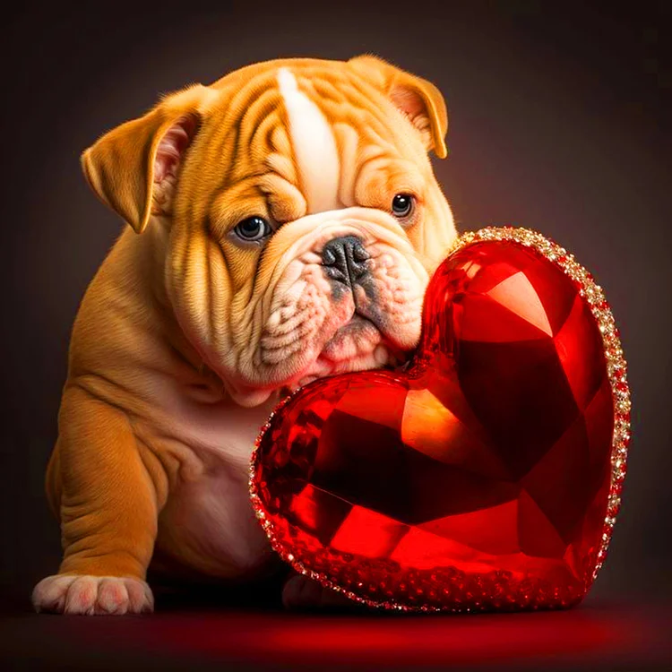 Love And Puppy 30*30CM (Canvas) Full Round Drill Diamond Painting gbfke