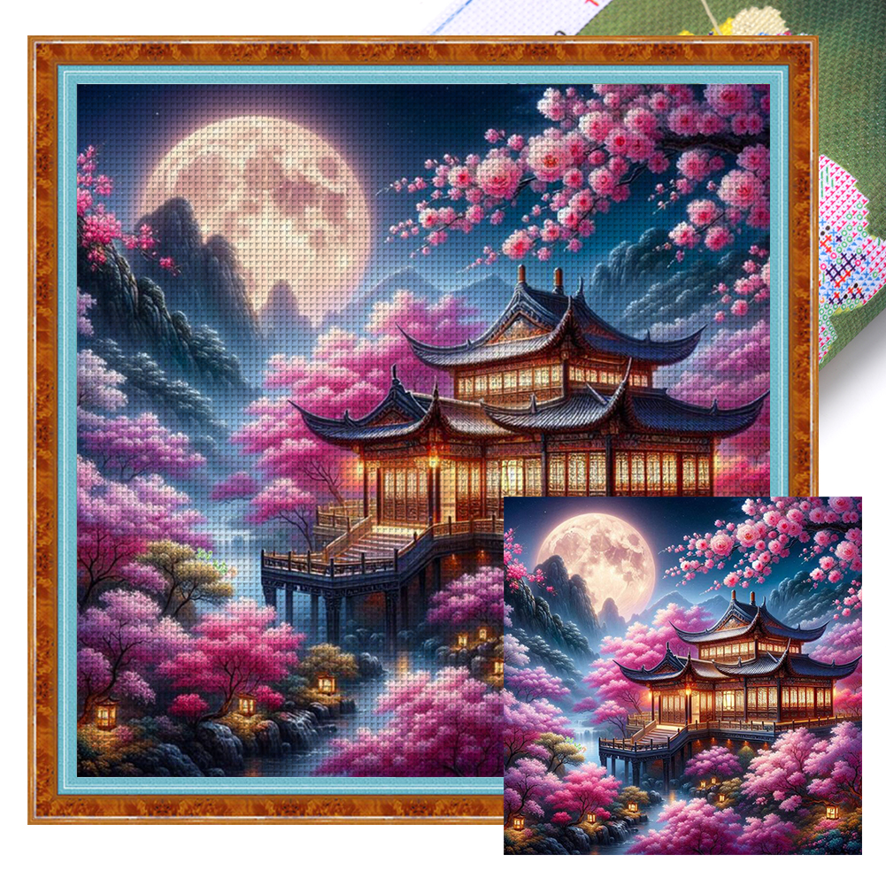 Pavilions And Towers Full 11CT Pre-stamped Canvas(50*50cm) Cross Stitch