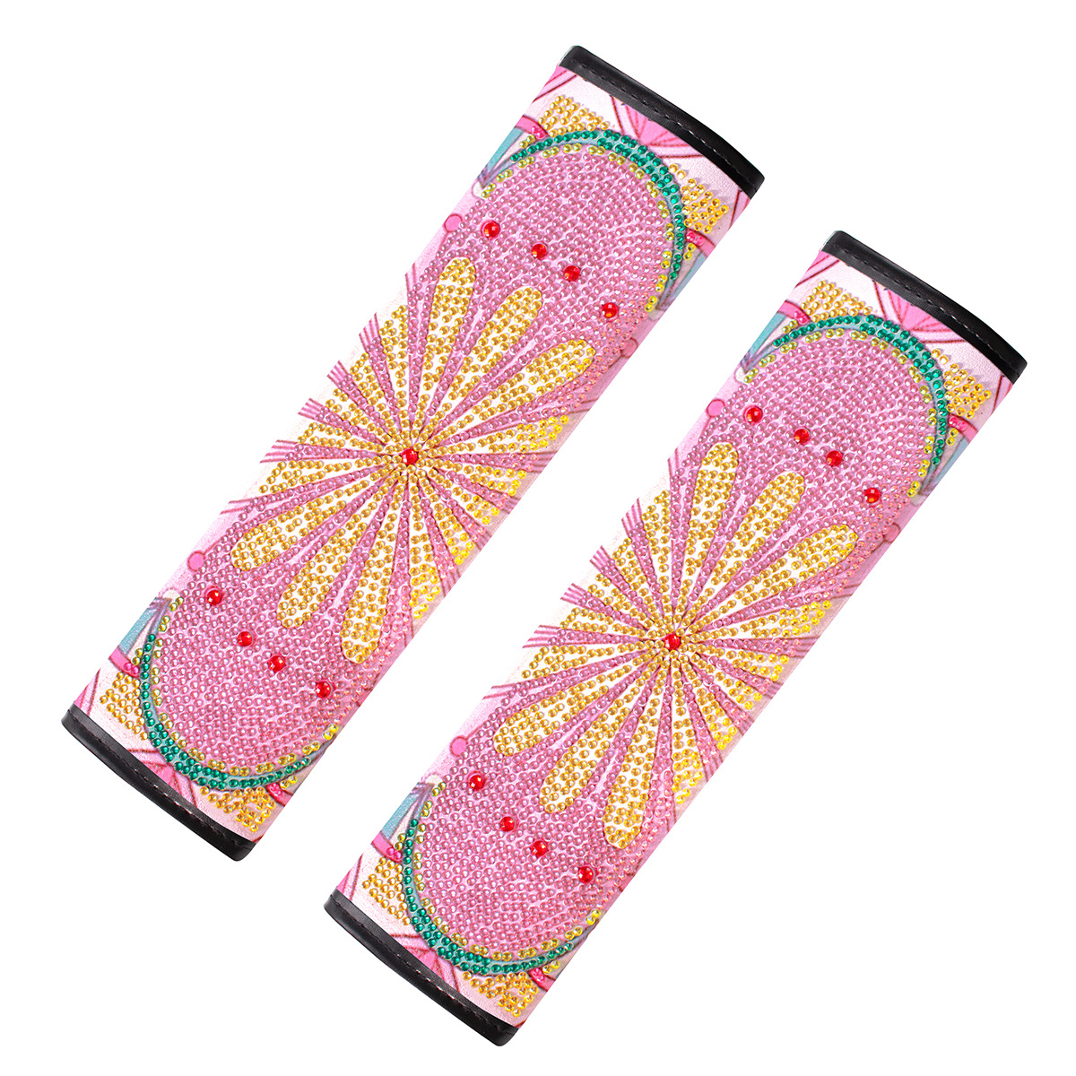 Cross mirror 2 handmade crafts painting car seat belt cushion decoration DIY seat belt protector mandala