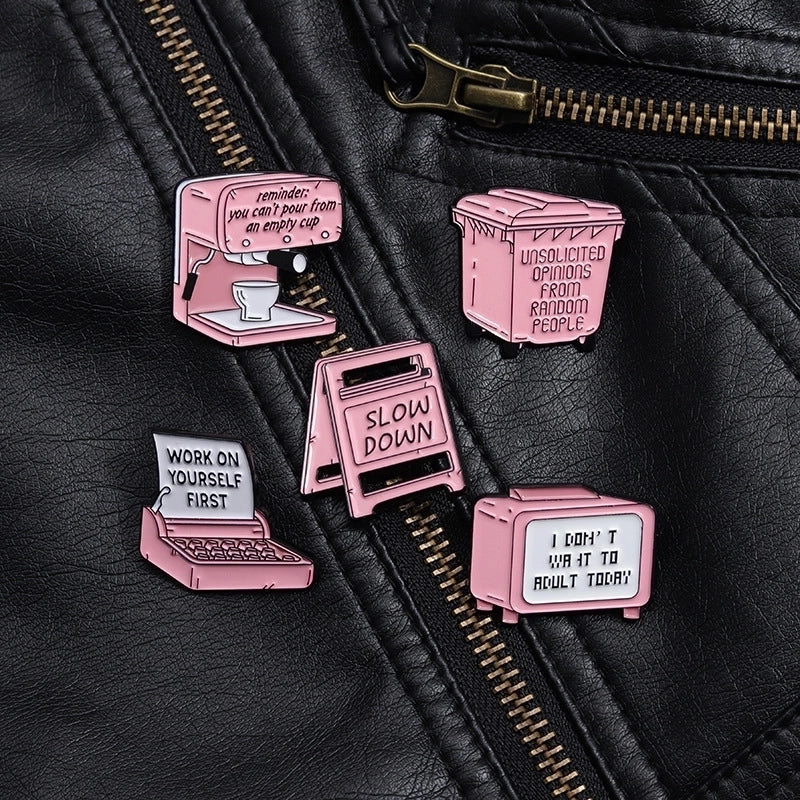 Cartoon Style Cowboy Style Fax Machine Coffee Machine Alloy Stamping Stoving Varnish Plating Women’s Brooches