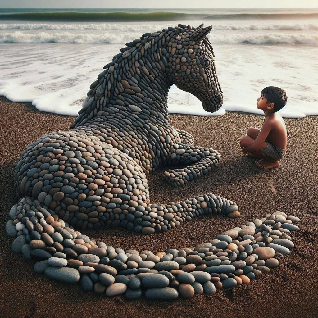 Diamond Painting - Full Round Drill - Horse&Child(Canvas|40*40cm)