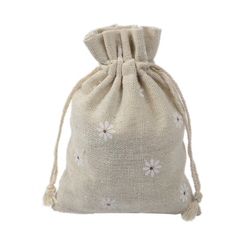 Printed Cotton Bag Cotton And Linen Drawstring Cloth Bag Mosquito Repellent Packaging Bag Jewelry Gift Storage Pastoral Style Small Bag