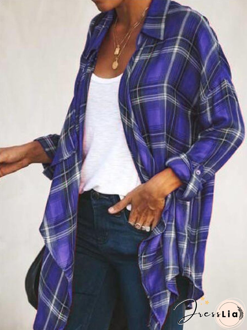 Cotton-Blend Long Sleeve Blouse