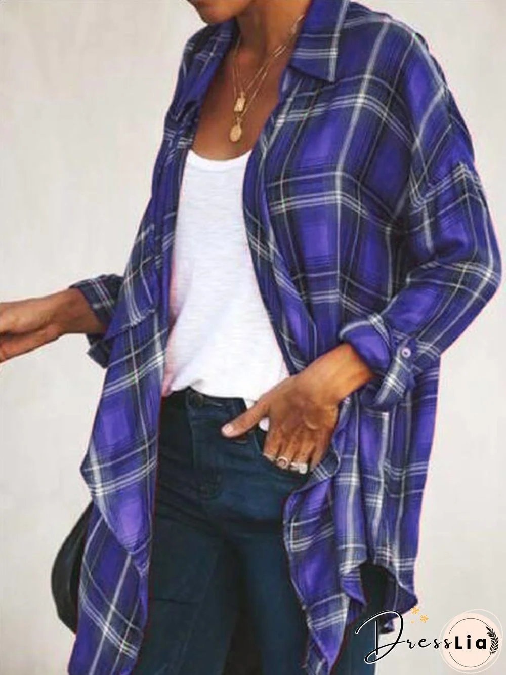 Cotton-Blend Long Sleeve Blouse