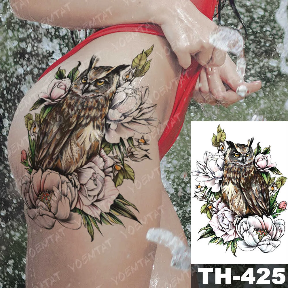 Sdrawing Geometric Rose Fox Wolf Waterproof Temporary Tattoo Sticker Swan Elk Animals Flash Tattoos Body Art Fake tatoo