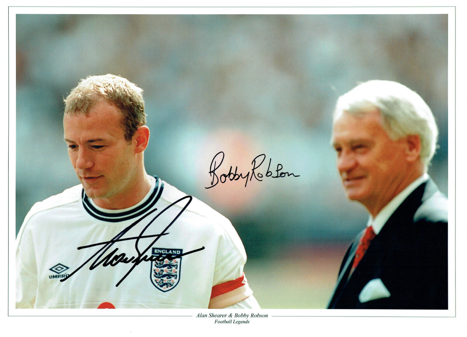 Bobby ROBSON & Alan SHEARER Double Signed Autograph 16x12 Photo Poster painting AFTAL COA RARE