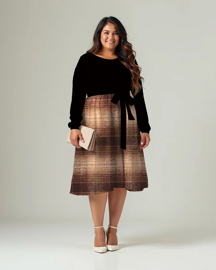 Plus Size Women's Plaid Print Cross Back Dress