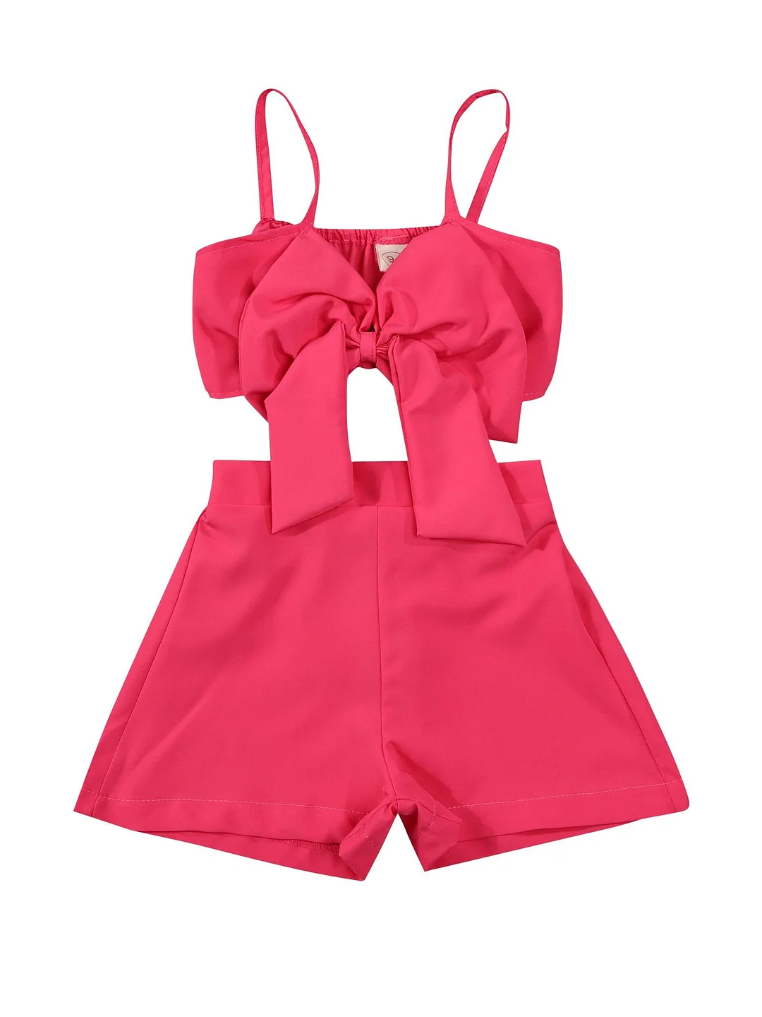 Toddler Girls 2PCS Summer Outfits, Sleeveless Bow Front Tank Tops + Elastic Waist Shorts Set 2-7Y