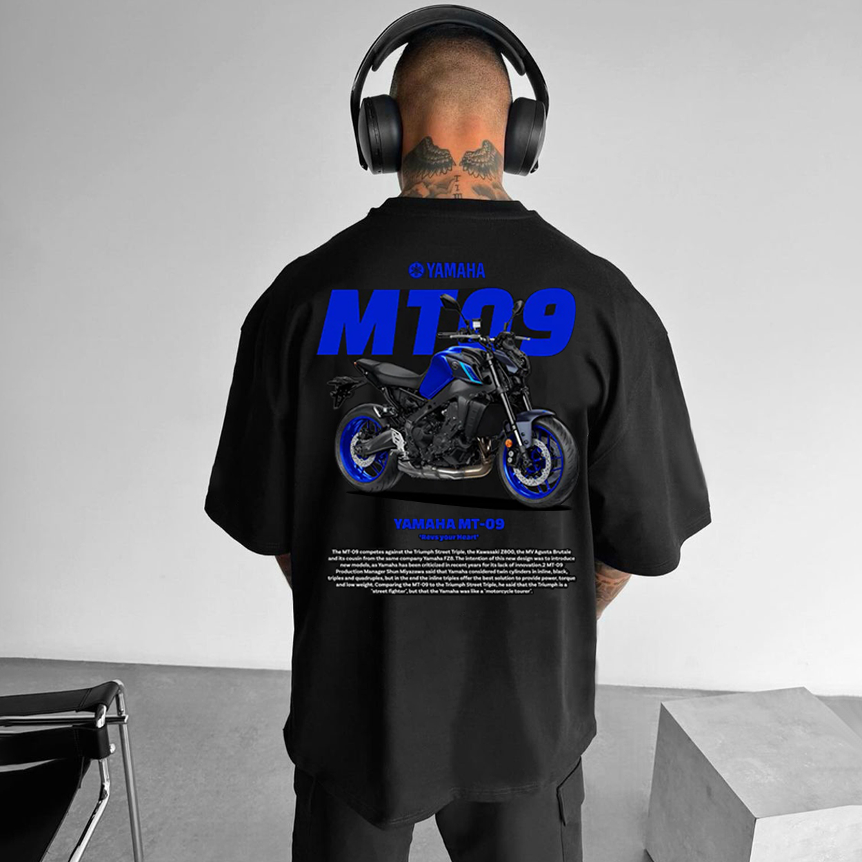 Men's Black Loose Casual Racing Style Short-sleeved T-shirt / TECHWEAR CLUB / Techwear