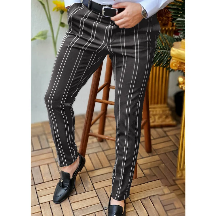 BrosWear Slim-Fit Striped Pants