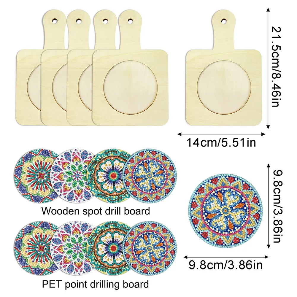 4Pcs Mandala DIY Diamond Painting Placemats Rhinestone Table Mats for Adults