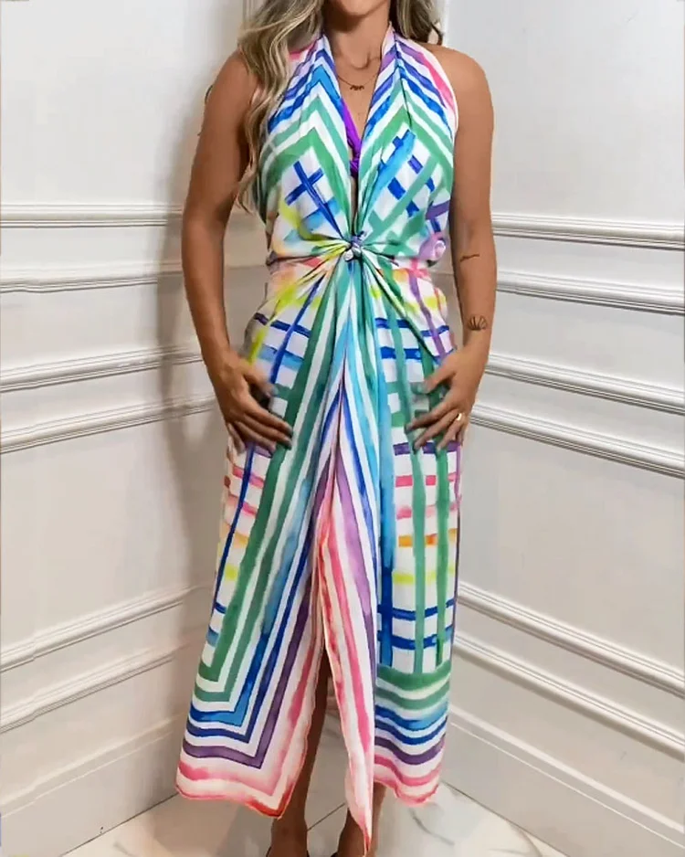 Fashion Print Multi-way Silk Scarf Dress