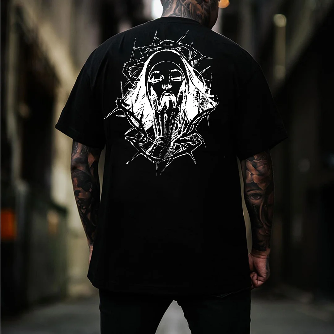 Chokehold Nun Evil Pattern Graphic Print T-shirt