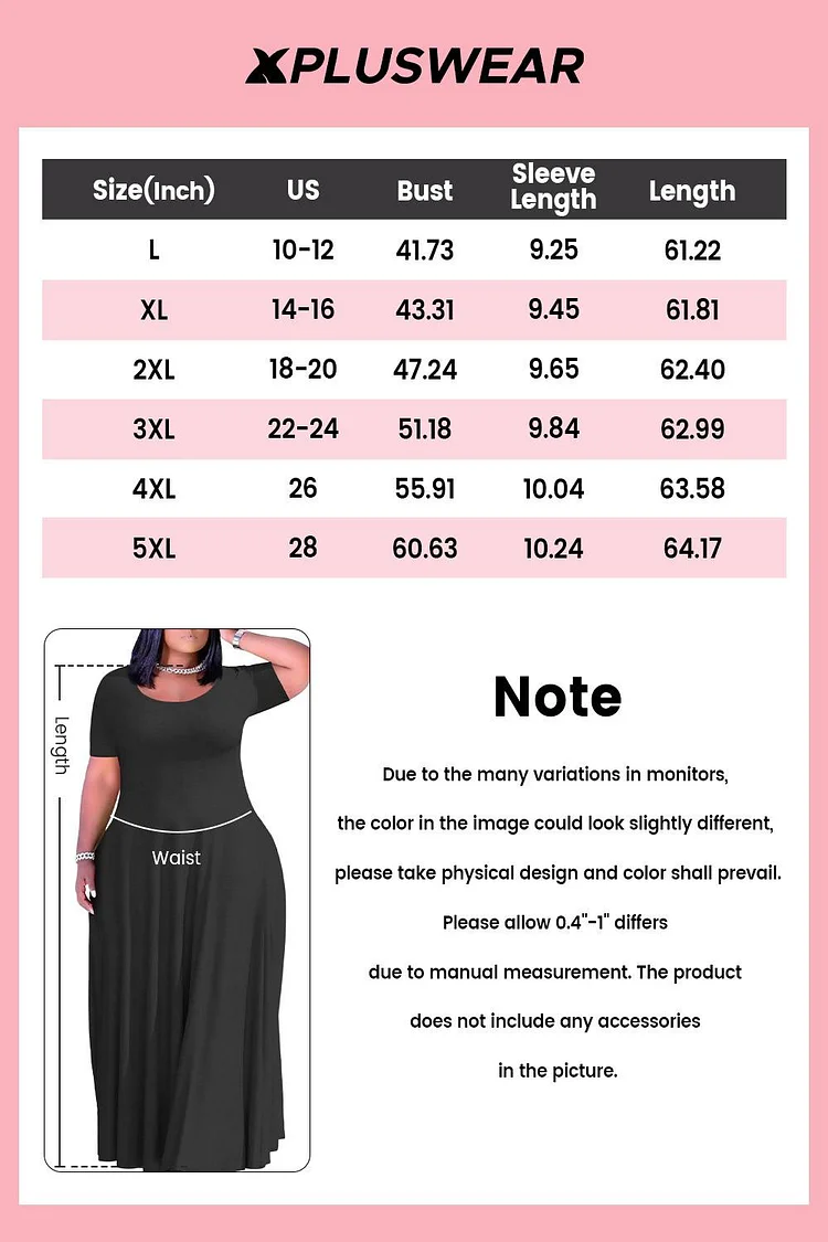 Xpluswear Design Plus Size Casual Hot Pink Leopard Short Sleeve With Pockets Maxi Dress