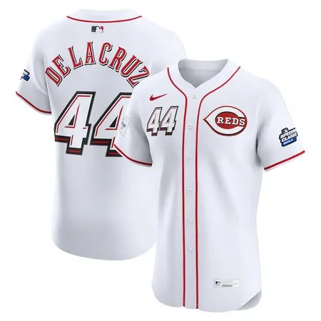Men's Cincinnati Reds #44 Elly De La Cruz  White 2025 MLB Speedway Classic Home Elite Player Jersey