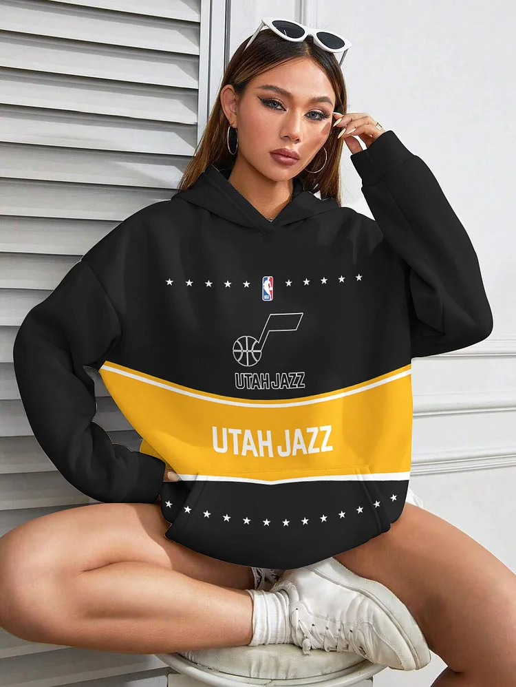 Utah Jazz  Printed Hooded Pocket Pullover Hoodie
