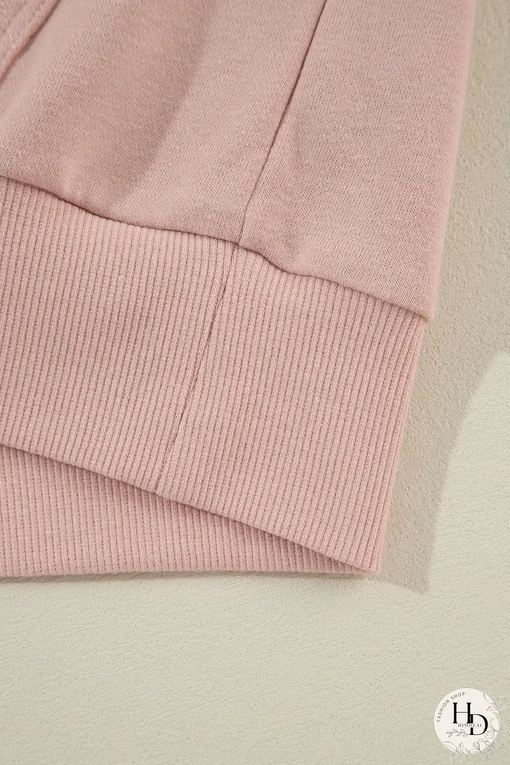 Fushia Solid Color Rivet Stud Raglan Sleeve Hoodie with Pocket