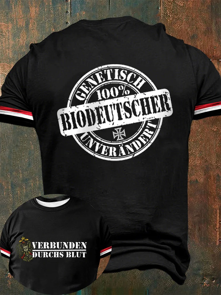Herren BIO Deutscher - Verbunden Durchs Blut Bedrucktes Kurzarm T-Shirt