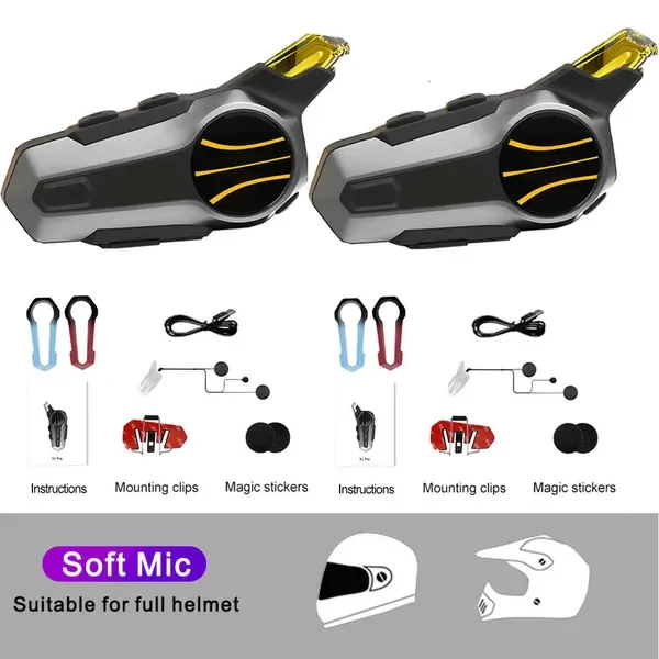 Car Electronics X1 Pro Motorcycle Intercom Helmet Headset Bluetooth 5.3 Motorbike Headphone Waterproof Wireless