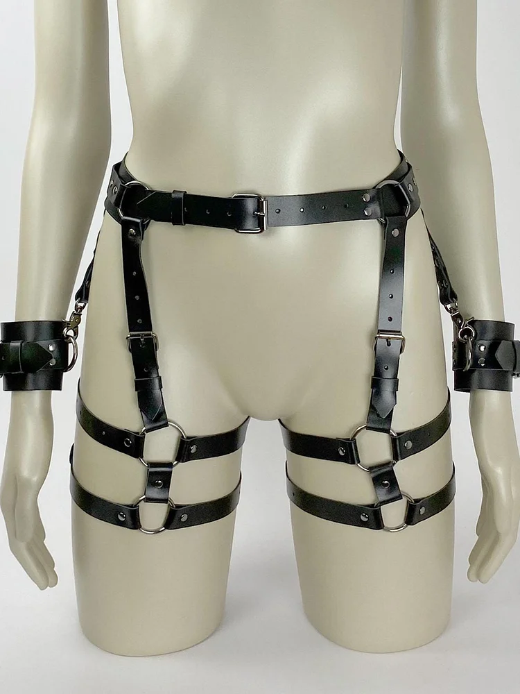 pornhint Pornhint Bondage Harness Women Leather Harness BDSM Garter Belt Bondage Leather Body Harness Plus Size Harness Thigh Harness BDSM Mature Lingerie leather body harnesses for women