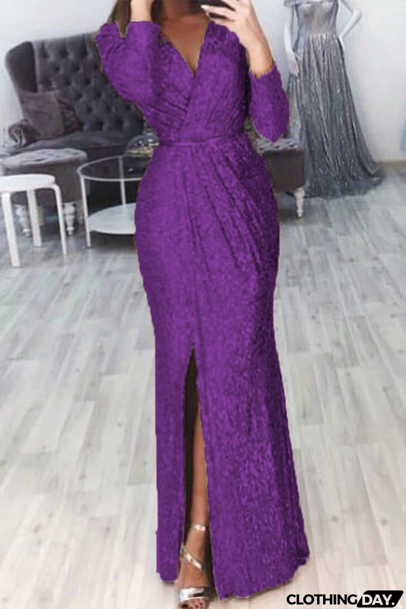 Casual Patchwork Patchwork V Neck Trumpet Mermaid Dresses(7 colors)