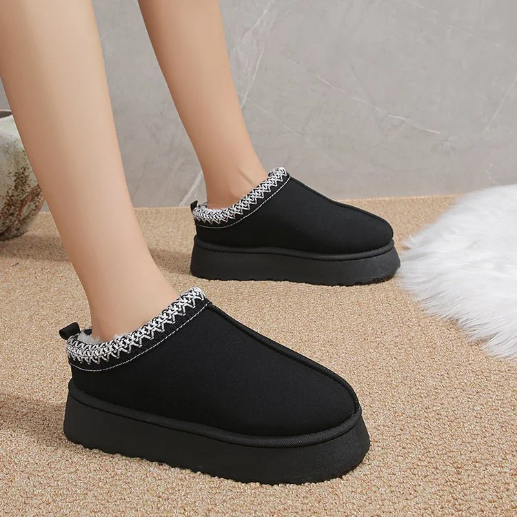 Zhungei Winter Retro Women Snow Warm Suede Leather Lazy Loafers Boots Shoes Woman Lady Female Flat Bottine Botas Boots Shoes 2023