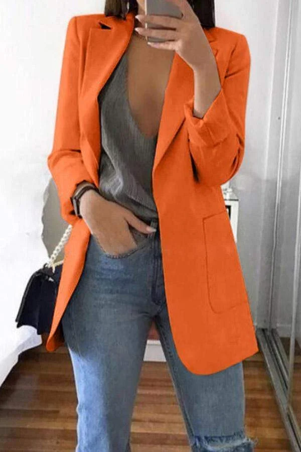 Solid Color Lapel Slim Coat