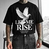 Cotton Paradise Wings Embroidered T-Shirt for Men - Oversized Streetwear Graphic Tee with 3D Angel Wing Design by Inlyline