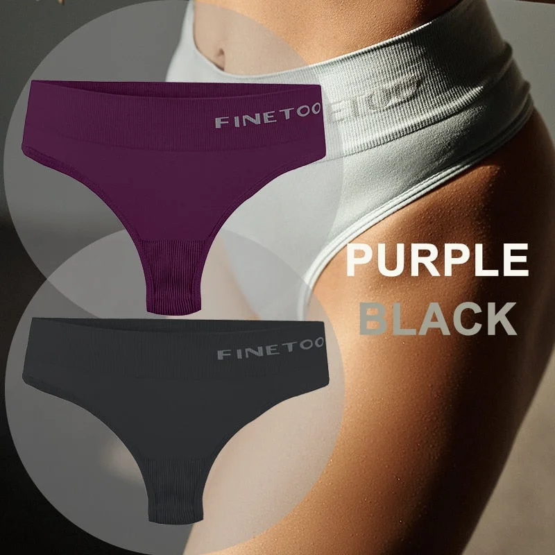 FINETOO 2PCS/Set Women Lingerie M-2XL Bodyshaper Gstring Panties High Waist Seamless Tummy Control Panty Underwear Female Thong