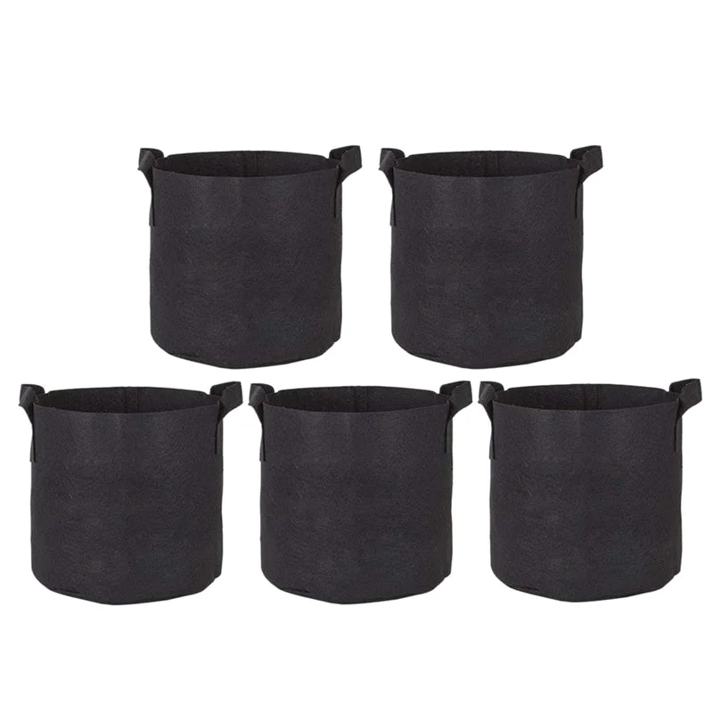 5pcs Plant Grow Bags Planting Bags Garden Pots Felt Gardening Vegetable Garden Pots Fabric Planter Pot Gardening Supplies