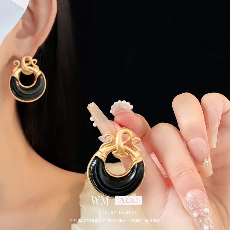 Medieval Round Geometric Alloy Electroplating Earrings