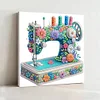 (Pre-Framed)Sewing Mechine-Special Shape Diamond Painting Kit(25x25cm)
