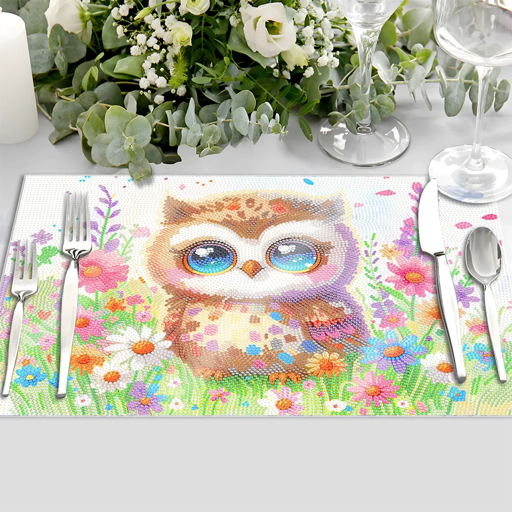 DIY Owl Diamond Painting Placemat Heat Resistant Diamond Art Table Mat