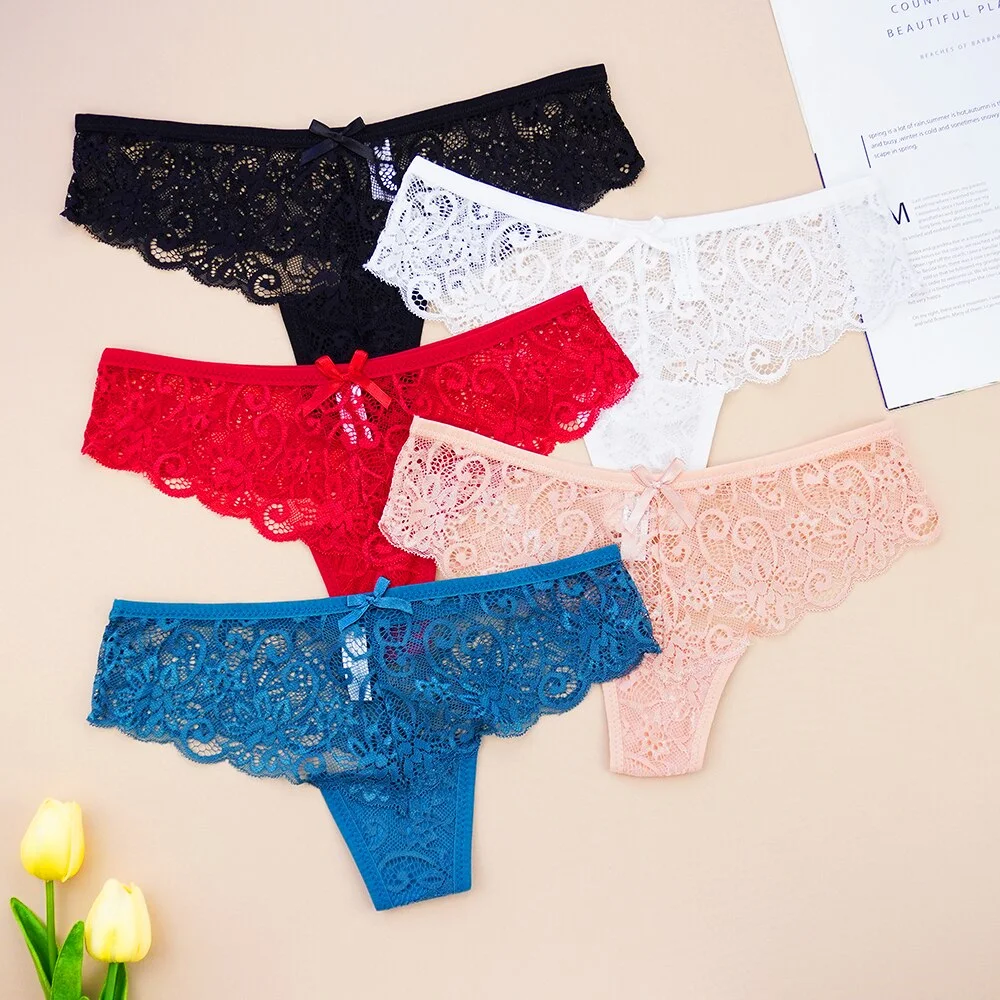 Billionm Thongs Women Sexy Full Lace Panties Transparent Underpants Erotic Strings Hollow Out Low-rise Breathable Girls Panty