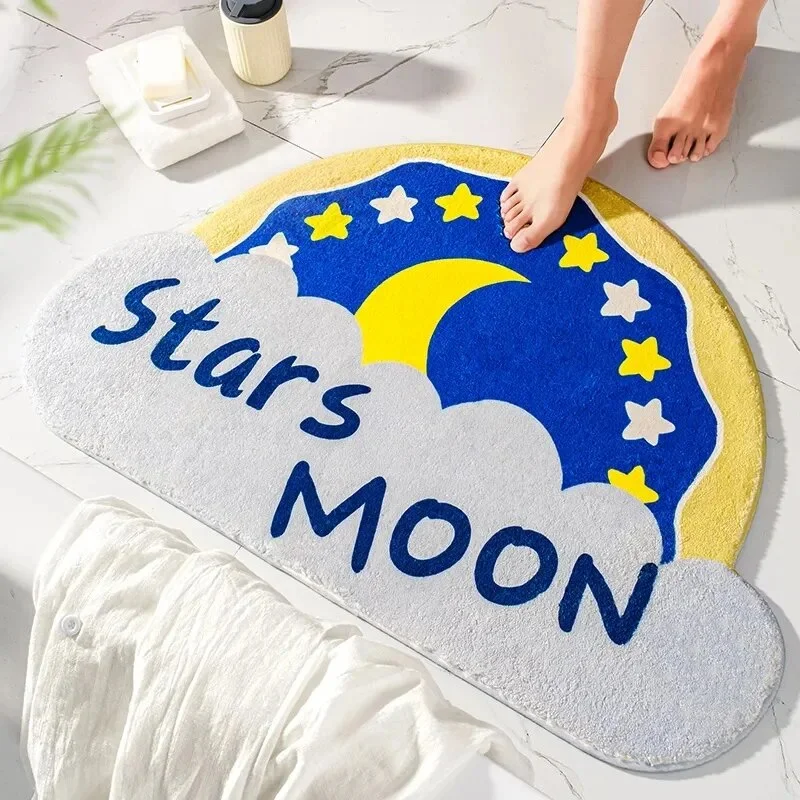 Sdrawing Pattern Bath Mat Soft Absorbent Non-Slip Shower Room Doormat Girls Room Cute Decoration Floor Rugs Modern Home Decor