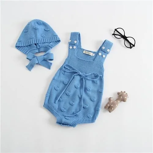 Newborn Baby Girls Boys Knitted Romper Baby Clothes Cotton Pompom Woolen Baby Rompers Ruffle Infant Baby Boys Jumpsuit Overalls