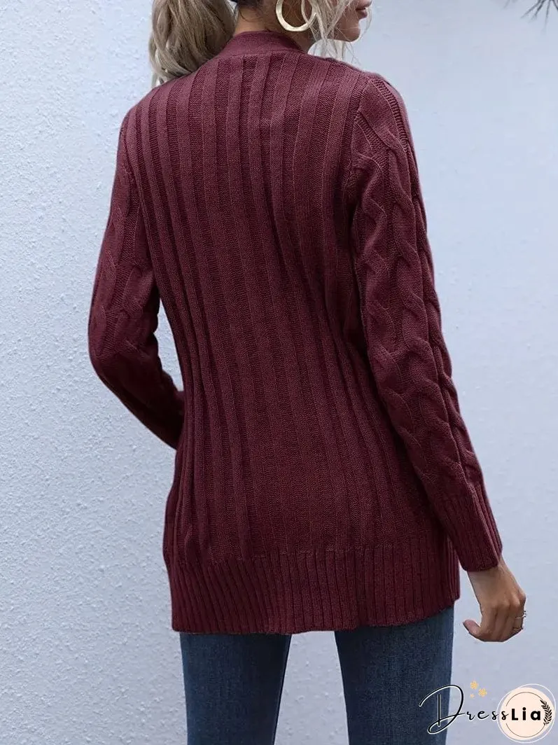 Cozy Cable Knit Button-Front Long Sleeve Cardigan