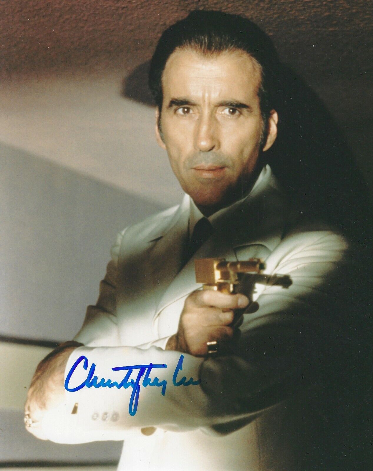 CHRISTOPHER LEE SIGNED 007 JAMES BOND 8x10 Photo Poster painting 1 - UACC & AFTAL RD AUTOGRAPH