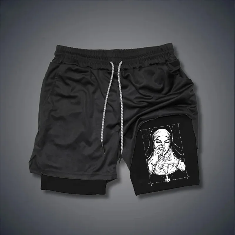 Nun Sucks White Powder Print Men's Shorts -  