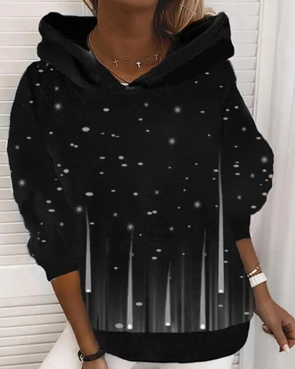 Printed Sequins Long Sleeves Hoodie