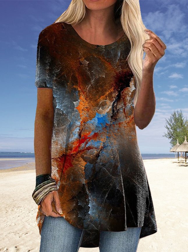 Women Short Sleeve Scoop Neck Graphic Tops
