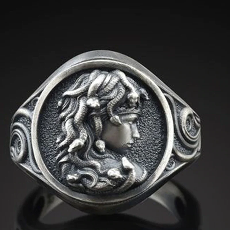 Ancient Greek Gorgon Medusa Men's Ring Vintage Jewelry-VESSFUL