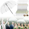 52 Inch Large Clear Bubble Umbrella Bulk with Classic Hook Handle Decorative Clear Wedding Dome Umbrella with Thank You Tags and Rope Guest Souvenirs for Wedding Party Bridal Favors