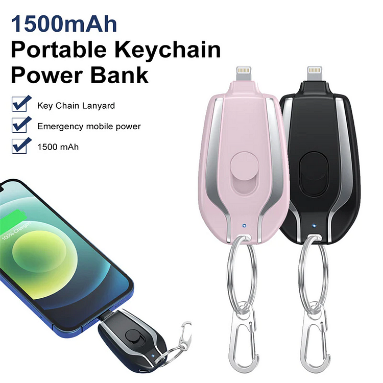 Emergency Power Keychain Charging - Compatible with Type-C/iPhone