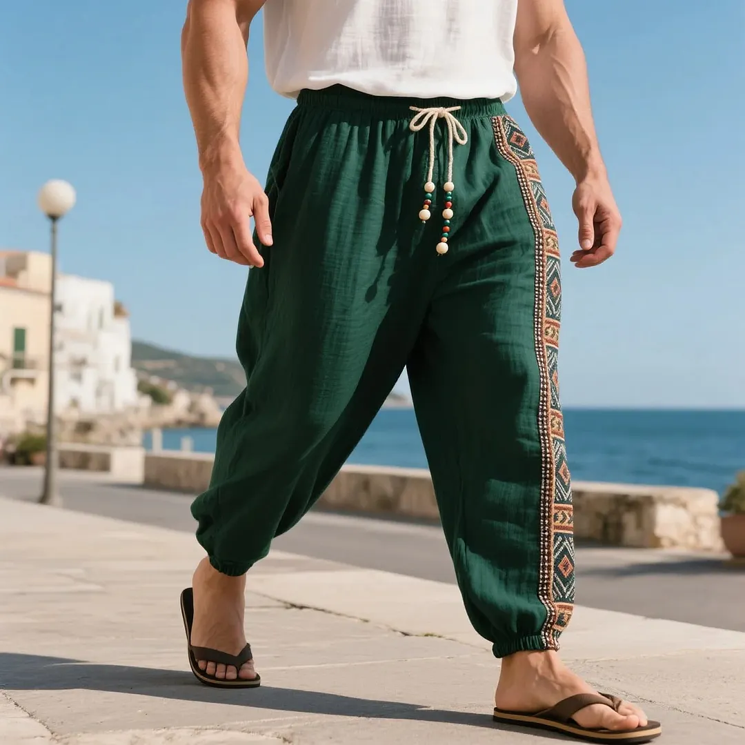  Stylish Ethnic Patterned Drawstring Pants for Men - Perfect for Summer Outdoors-INSPIREUSE