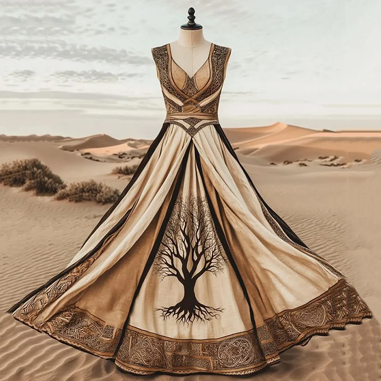 Vintage Women's Viking Linen Maxi Dress