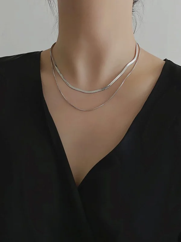 Simple Solid Color Multi-Layered Choker Necklaces Accessories