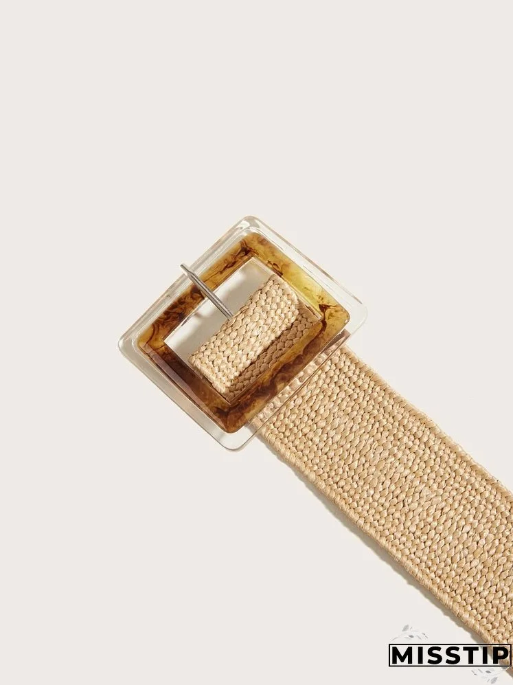 Square Buckle Woven Belt